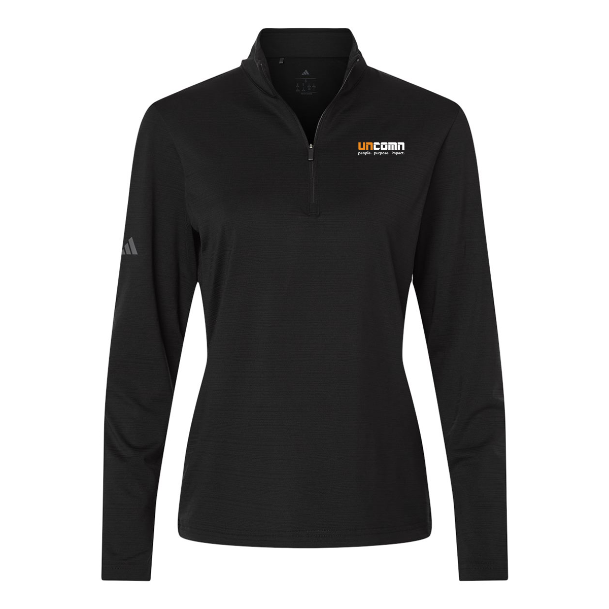 Adidas Textured Stripe Quarter-Zip Pullover Ladies - Black