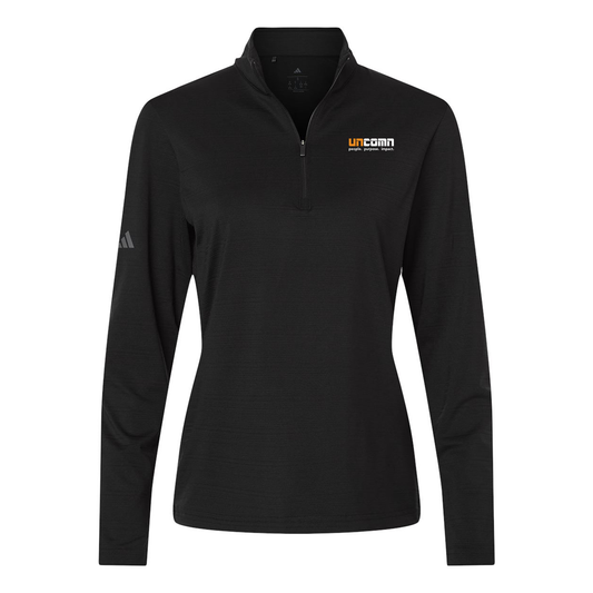 Adidas Textured Stripe Quarter-Zip Pullover Ladies - Black
