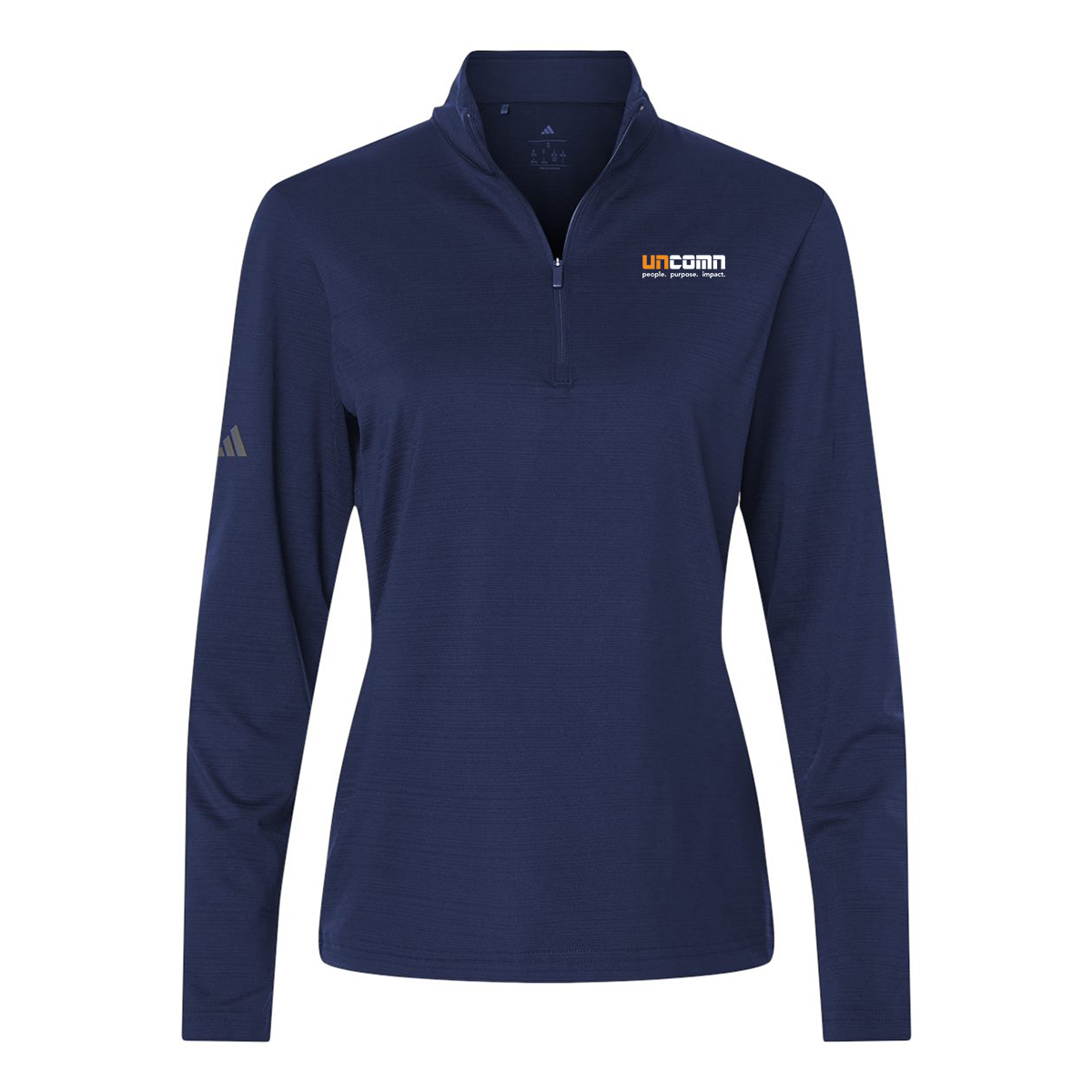 Adidas Textured Stripe Quarter-Zip Pullover Ladies - Dark Blue
